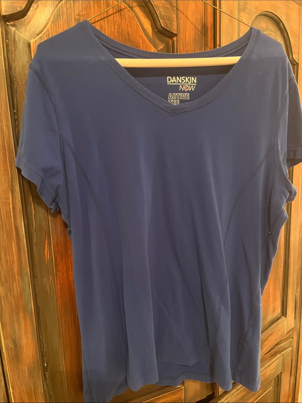 Danskin Now Navy V‑Neck Active Short Sleeve Top